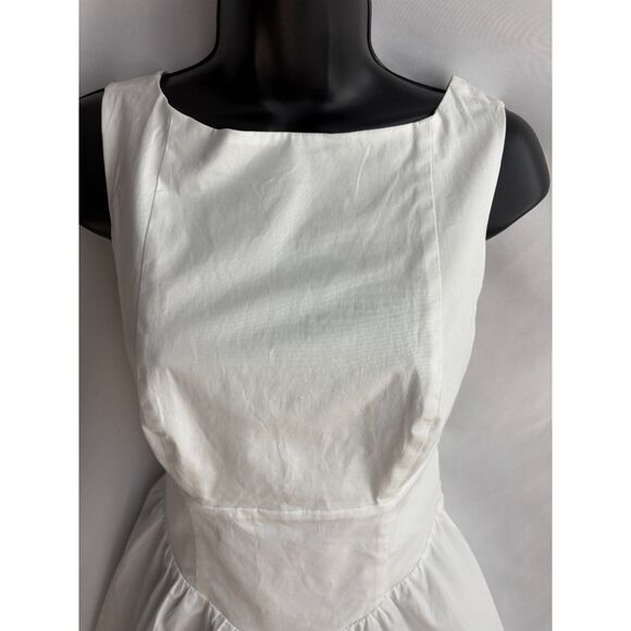 New White Mini Bubble Skirt Dress Bow Back Size M Girly Feminine Romantic Cute - Picture 2 of 11